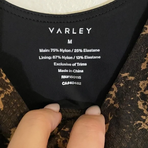 Varley Carob Fragment Snake Print Form Sports Bra Black Brown size Medium - Picture 3 of 6